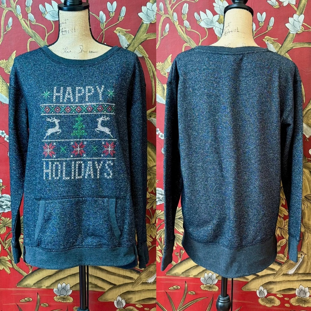 Women’s Christmas Crewneck Sweatshirt with Pocket | #W38 - Picture 2 of 10